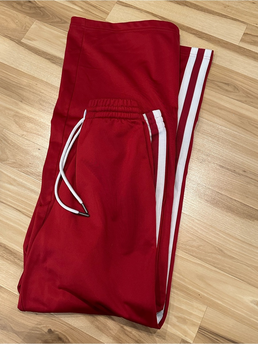 Old Navy Wide Leg Track Pants in Red with White Stripes - Picture 3 of 3